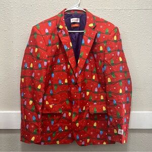 Opposuits Holiday Christmas Light String Suit Coat Large